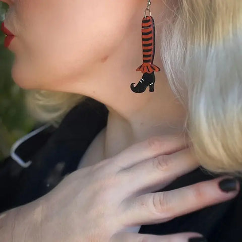 Bewitching Booties Earrings in Orange