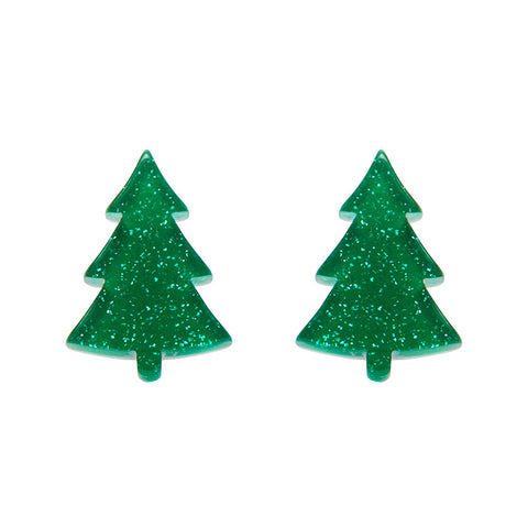 Green Christmas Tree Stud Earrings