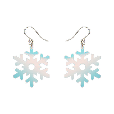 Iridescent Snowflake Drop Earrings