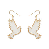 White Dove Drop Earrings - Gold