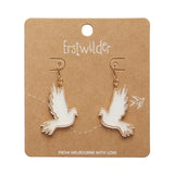 White Dove Drop Earrings - Gold