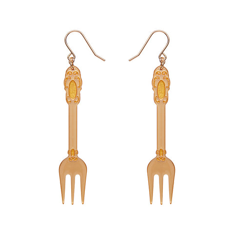 Fork, Please! Drop Earrings - Gold