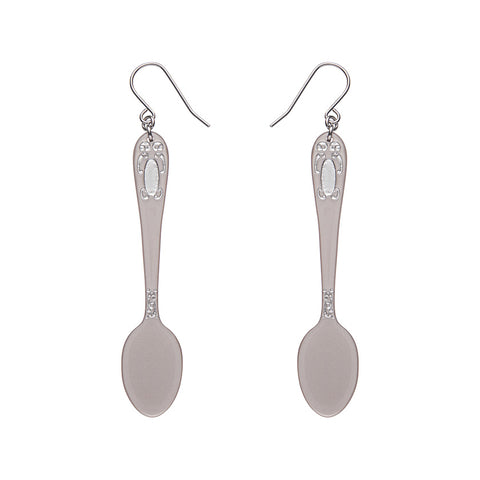 Spoon, Please! Drop Earrings - Silver