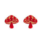 Mushroom Stud Earrings - Red