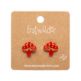 Mushroom Stud Earrings - Red