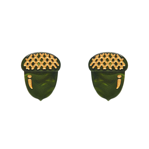 Acorn Stud Earrings - Green