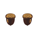 Acorn Stud Earrings - Brown