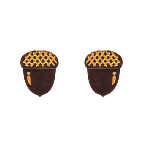 Acorn Stud Earrings - Brown