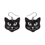 Black Cat Drop Earrings - Black