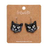 Black Cat Drop Earrings - Black