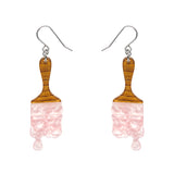 Paint Brush Ripple Drop Earrings - Pink