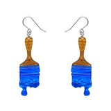 Paint Brush Ripple Drop Earrings - Blue