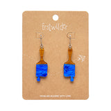 Paint Brush Ripple Drop Earrings - Blue