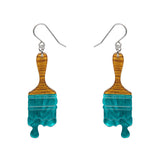 Paint Brush Ripple Drop Earrings - Teal