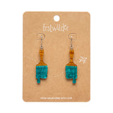 Paint Brush Ripple Drop Earrings - Teal