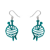 Ball Of Yarn Ripple Drop Earrings - Teal