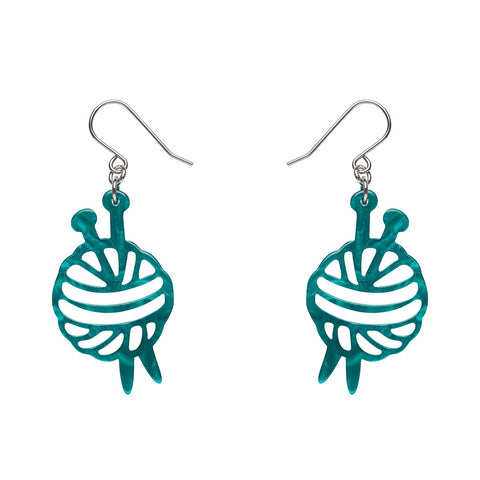 Ball Of Yarn Ripple Drop Earrings - Teal