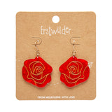 Eternal Rose Drop Earrings - Red