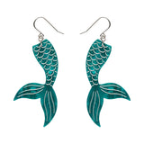 Mermaid Tail Drop Earrings - Aqua