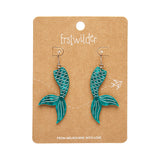 Mermaid Tail Drop Earrings - Aqua