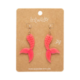 Mermaid Tail Drop Earrings - Hot Pink