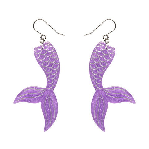Mermaid Tail Drop Earrings - Violet