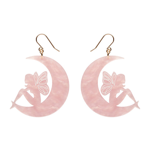 Fairy Moon Drop Earrings - Pink