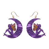 Fairy Moon Drop Earrings - Purple