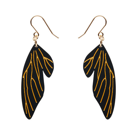 Fairy Wing Drop Essential Earrings - Black