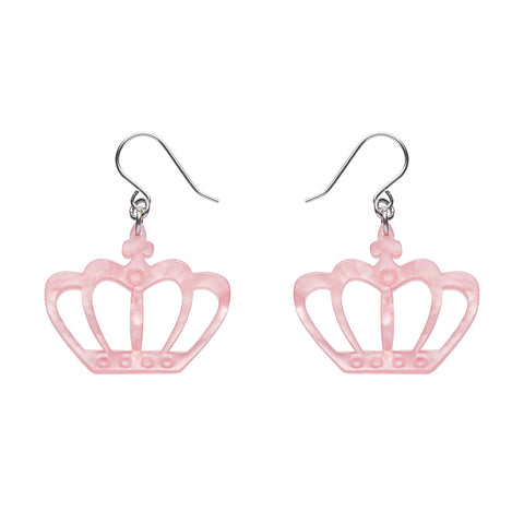 Royal Crown Drop Earrings - Pink