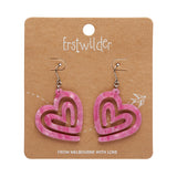 Heart Maze Ripple Drop Earrings - Pink