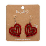 Heart Maze Ripple Drop Earrings - Red