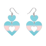 Double Heart Drop Earrings - Iridescent