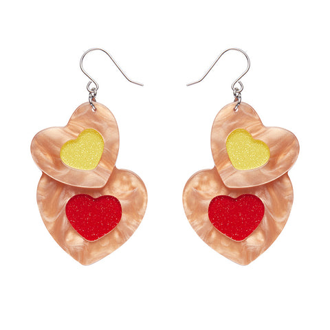 Lolly Heart Cookies Drop Earrings