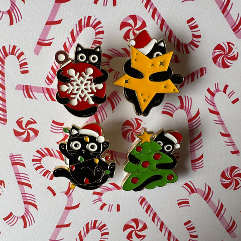 Christmas Cat Enamel Pins