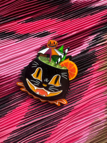 Black Magic Halloween Tiki Brooch By Carrie Hudson X Lipstick & Chrome