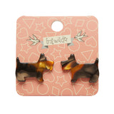 Terrier Tort Resin Stud Earrings - Brown Tort