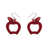 Eaten Apple Glitter Resin Drop Earrings - Red