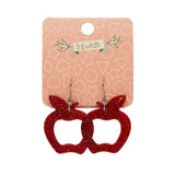 Eaten Apple Glitter Resin Drop Earrings - Red