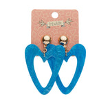 Statement Glitter Ripple Heart Drop Earrings - Aqua